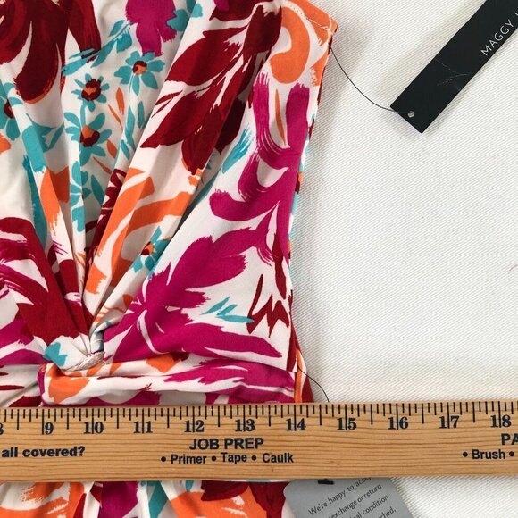 NWT Maggy London  Pink Floral Side Twist Midi Sleeveless Dress Size 0 - Picture 6 of 9